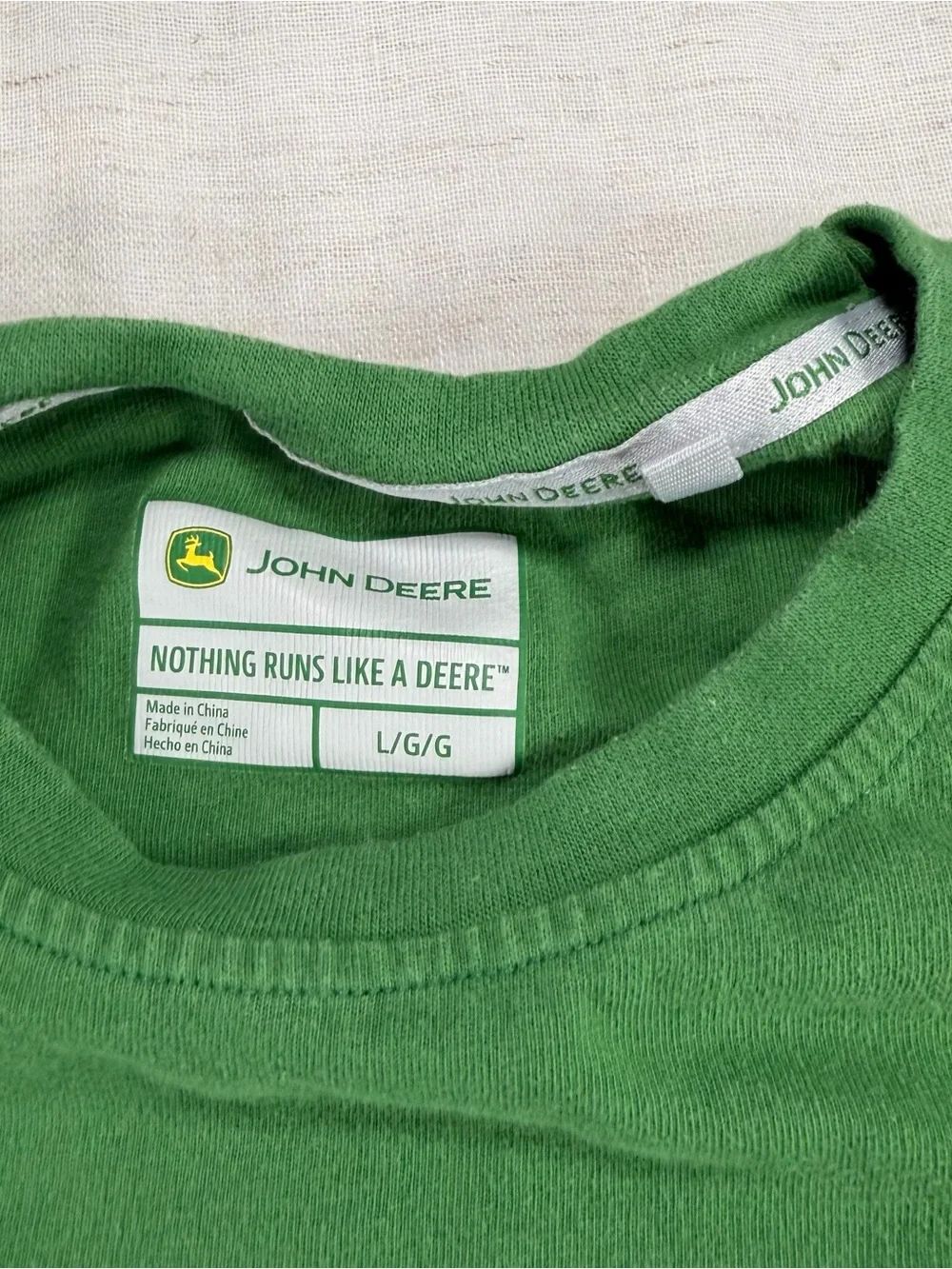 John Deere Green Long Sleeve Crewneck with Embroidered Logo